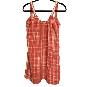 Vintage Horny Toad organic cotton sundress pink plaid strappy knee length sz L